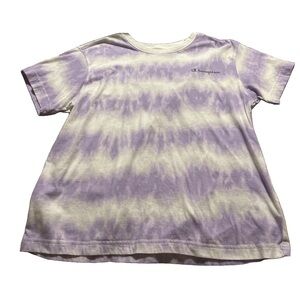 Women's Purple and White Striped Champion T-Shirt Size Large